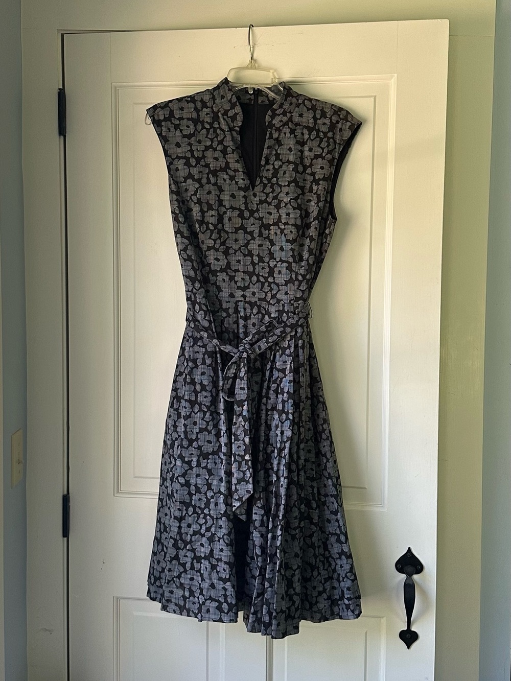Brooks Brothers Sleeveless Black Floral Fit-and-Flare Dress, Size 10